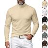 Herren S Einfarbig Langarm Enganliegend Rollkragen T-Shirt