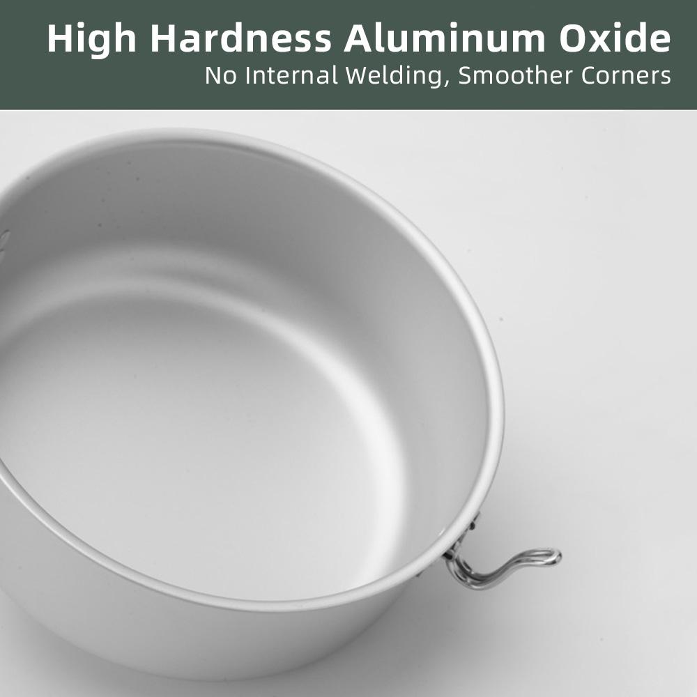 Outdoor Kochgeschirr-Set aus hochhartem, oxidiertem Aluminium, Campingtöpfe und -pfannen, kompakt und praktisch für Camping und