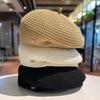 Women Fixed Pleated Paper Straw Beret Summer Milk Silk Knit Breathable Big Artist Fashion Newsboy Hat