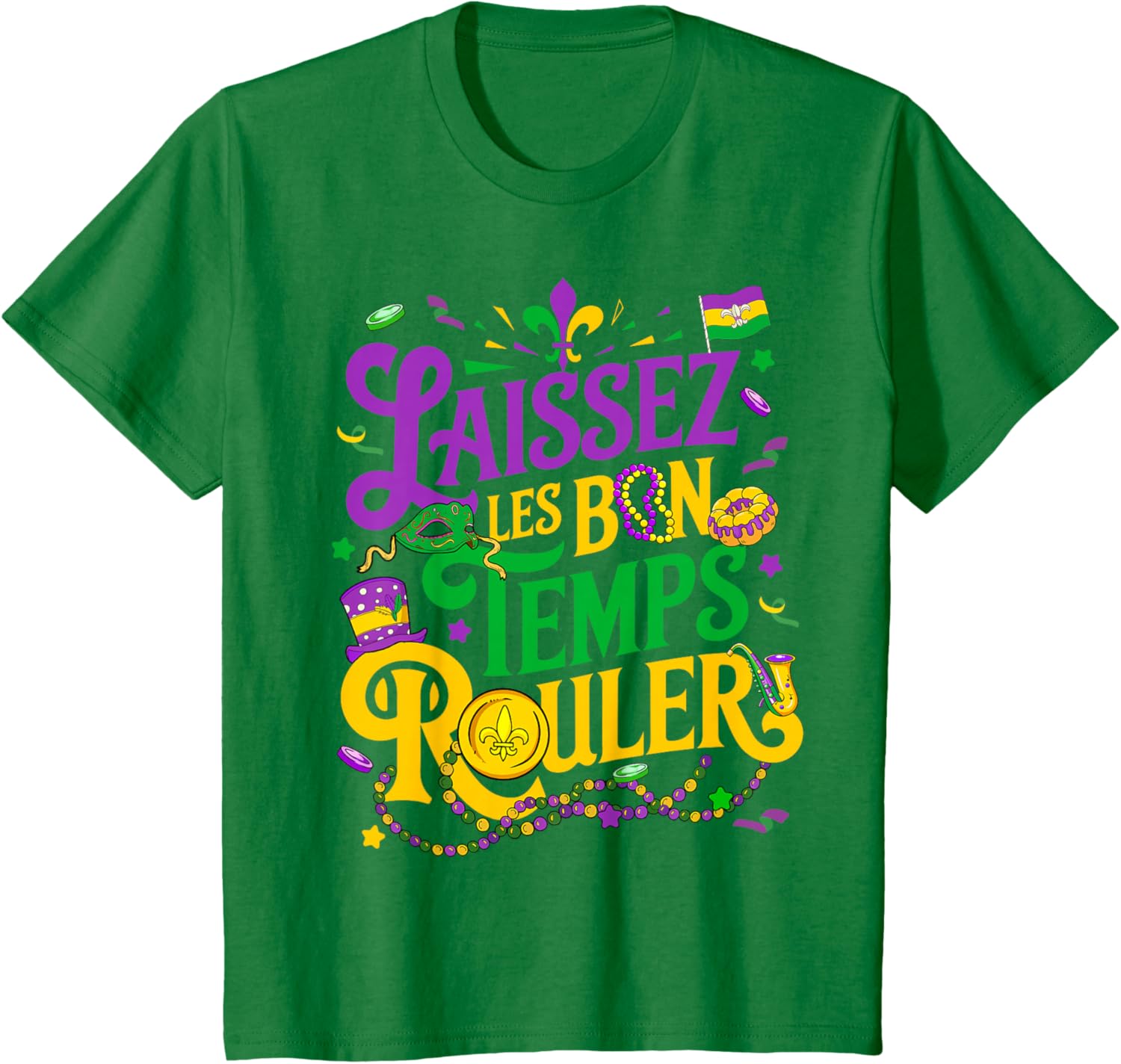 Laissez Les Bon Temps Rouler Mardi Gras Beads Fleur De Lis TShirt unisex fashionable springsummer style new 2026 collection S