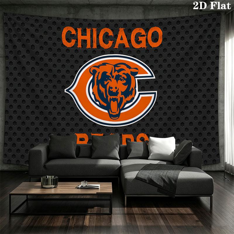Chicago Bears Wall Tapestry, Aesthetic Printed Fabric Blanket, Suitable for Bedroom, Living Room, and Home Decor.
