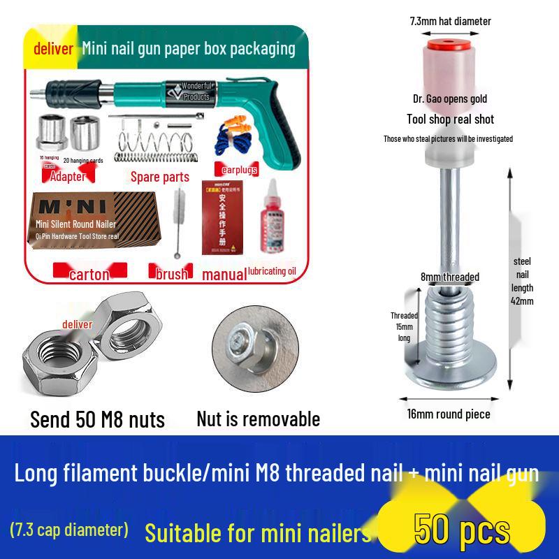 M8 Threaded Powder-Actuated Nail Gun with Removable Screw for Ceiling Lights