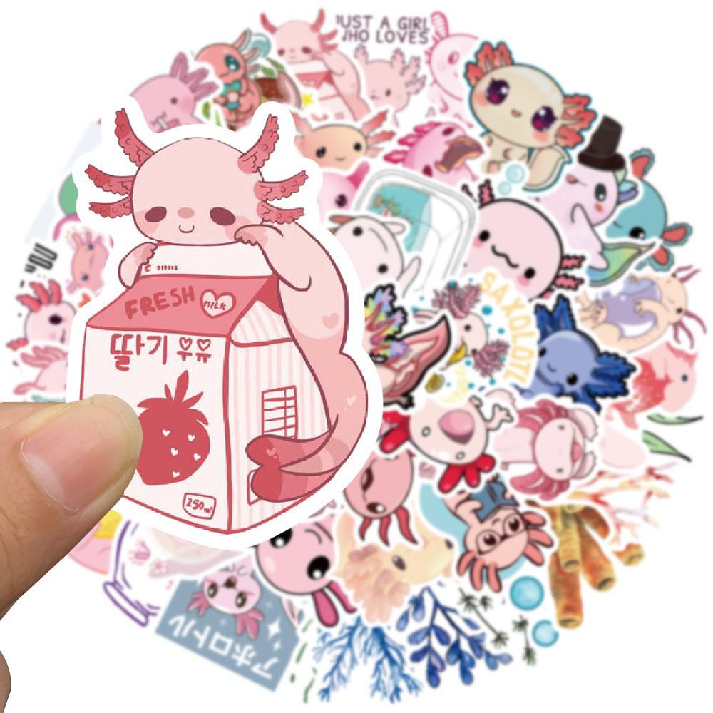 50 Salamander Axolotl Graffiti Stickers for Laptop, Water Bottle, and Journal - Waterproof DIY Cartoon Decorations