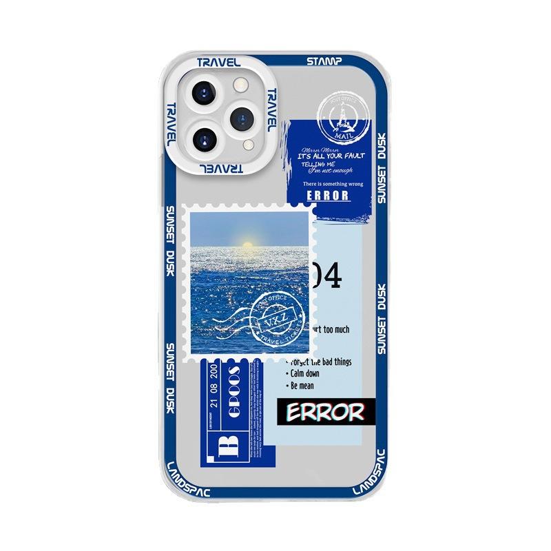 European and American ins style stamp Apple 16Pro mobile phone case 14Plus transparent anti-drop protective case iPhone17 soft case