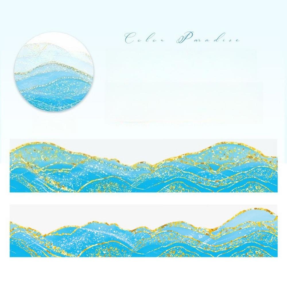 1PC watercolor smudging and bronzing PET tape, color paradise series handbook material decoration circular sticker