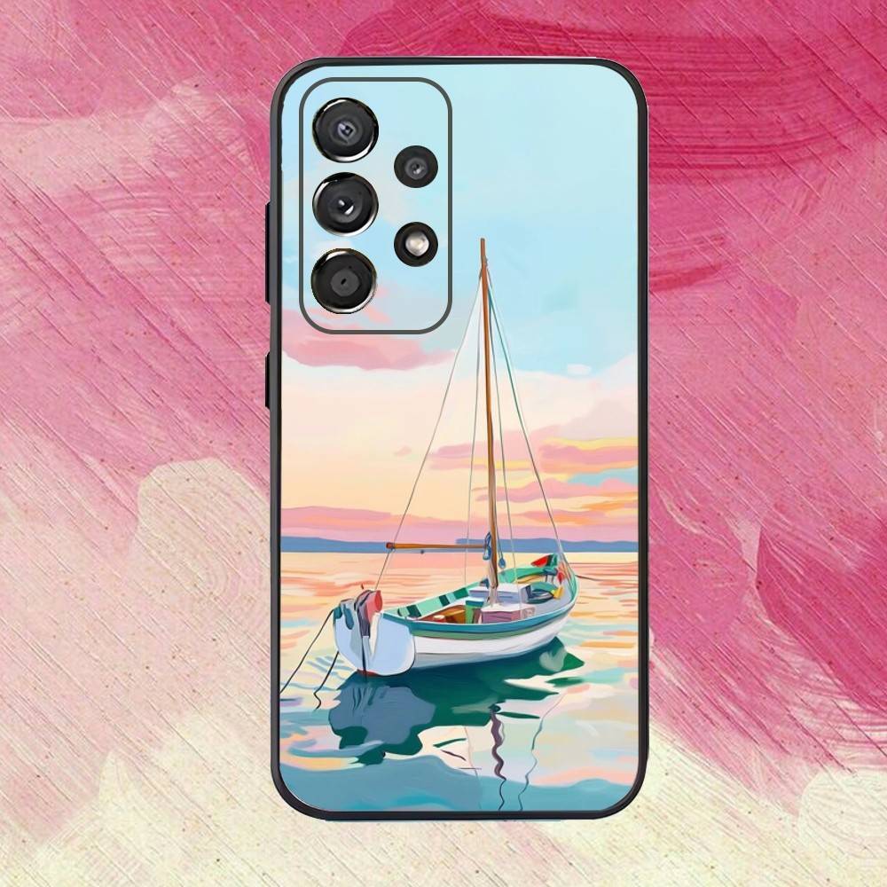 Segelboot S-Schiff Handyhülle Für Samsung S25,S24,S21,S22,S23,S30,Ultra,S20,Plus,Fe,Lite,Note,10,9,5G Schwarzes Cover