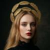 Wheat Ear Leaf Sun Goddess Crown Gold Plated Baroque Tiara Headband Photography Props