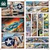 Putuo Decor Fighter Plane Vintage Tin Sign Plaque Metal Plate Retro Posters Wall Art Decoration for Garage Man Cave Pub Bar Club