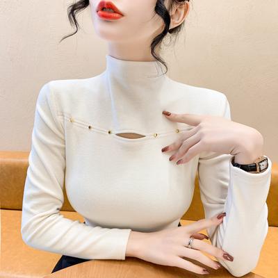 Inverno Nuovo Semplice Lucido Design Slim-fit Semi-dolcevita Maglietta Top