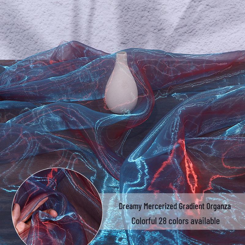 "Farbverlauf Zweifarbiges Organza-Gewebe mit Fantasy-Perlen- & Glasgarn für Kleidung und Röcke"