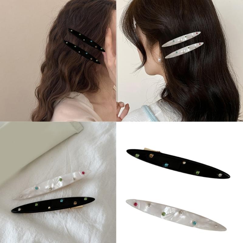 Elegant Rhinestones Hair Clip With Colorful Crystals Acetate Acid Design Hair Pin For Women And Girl Daily Wear