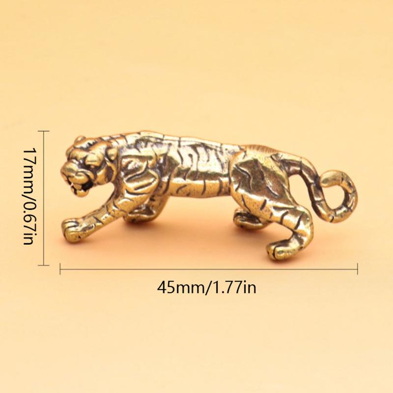 1pc Copper Tiger Small Ornaments Retro Brass Chinese Zodiac Animal Tiger Statue Figurines Keychains Pendants Antique Home Decor