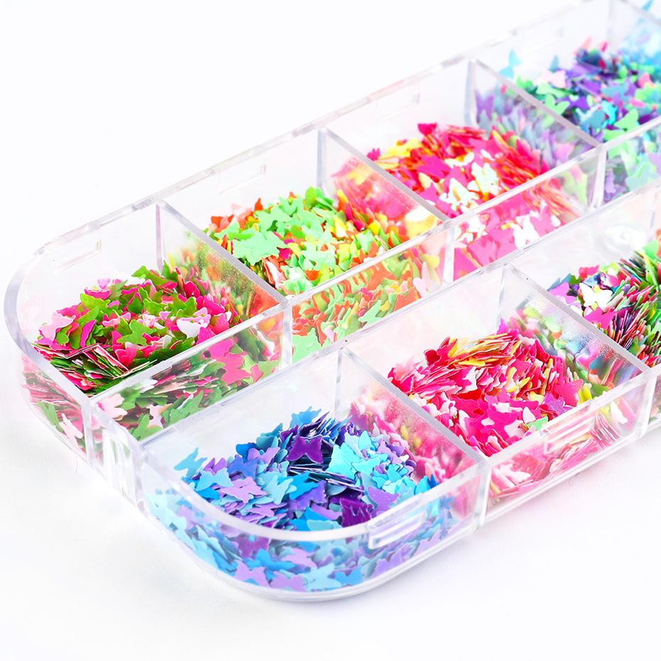 Nail Art Accessories 12 Colors Laser Symphony Butterfly Sequins Nail Decoration Sequins