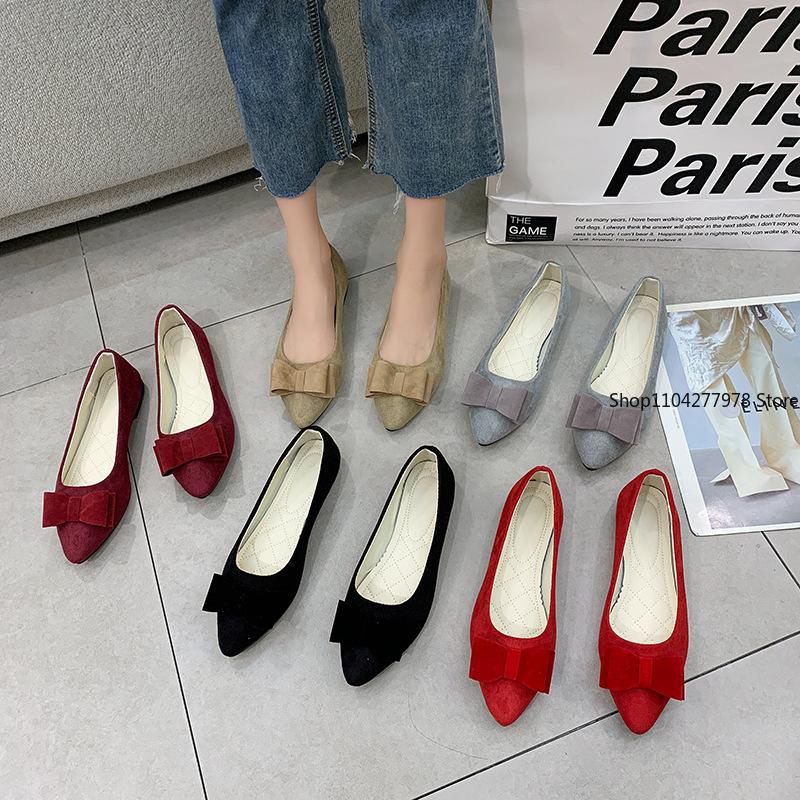 Fashion Summer Fashionable Comfortable Versatile Women's Shoes Flats Casual Simple Wear-resistant Flat Bottom Bow Shoes Large Size 43