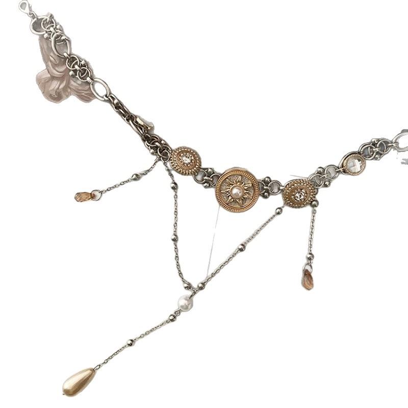 Court Style Light Luxury High-end Necklace Female Athena Sweet Cool Pearl Tassel Double-layer Spice Girl Style Neck Chain Accessories Tide