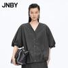 JNBY 2026 Summer A-Line Loose Plaid V-Neck Shirt