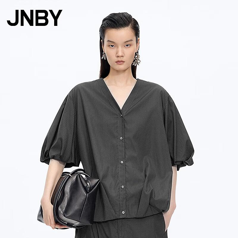 JNBY 2026 Summer A-Line Loose Plaid V-Neck Shirt
