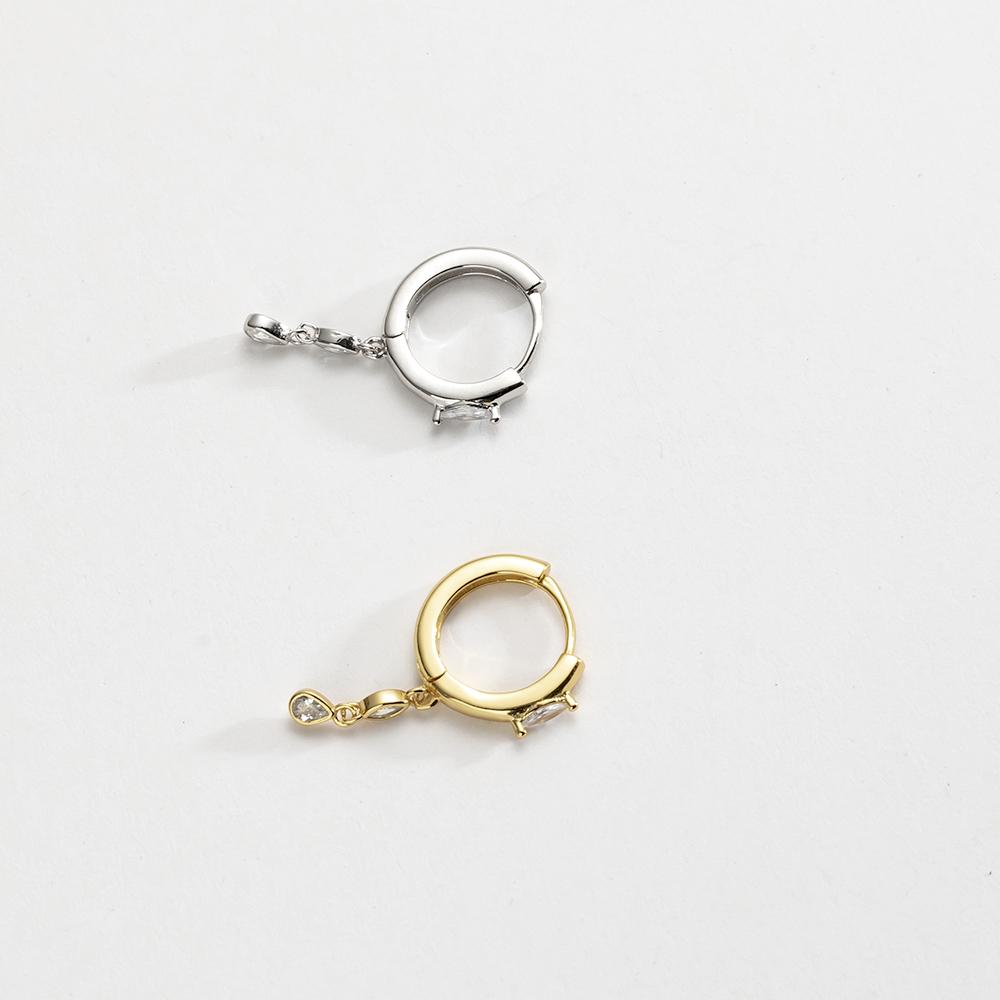 ANDYWEN 925 Sterling Silver Gold  CZ Piercing Huggies Clips Pendientes Drop Earring 2023 Fine Jewelry Gift