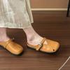 2025 new square head bag head half slippers women's summer wear with skirt single shoes French flat sandals