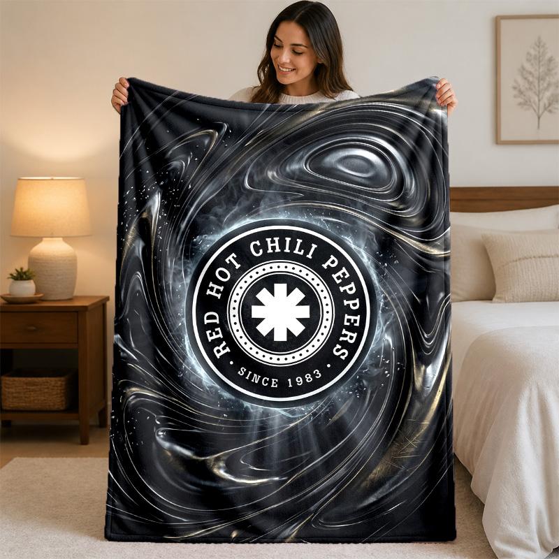 Red Hot Chili Peppers Print Flannel Blanket Cozy Lightweight Plush Throw Blanket For Bed Sofa Household Use