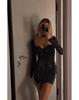 Sequin Long Sleeve Sexy Women's Mini Evening Dress (2023)