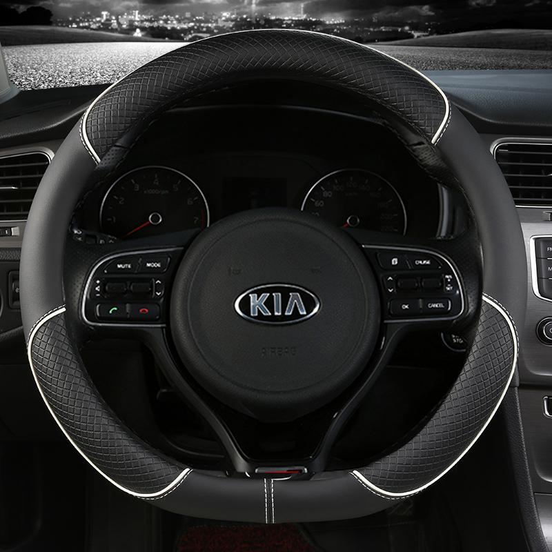 BTQNM1 Pu Leather Car Steering Wheel Cover 38cm For Kia Rio 2 3 4 X Line Kombi Sedan K2 K3 K4 K5 KX1 KX3 KX5 Sportage Auto Accessories