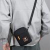 Durable Solid Men’s Crossbody Pack, Slim Lightweight Shoulder Bag with Contrast Orange Zip Decor and Patch