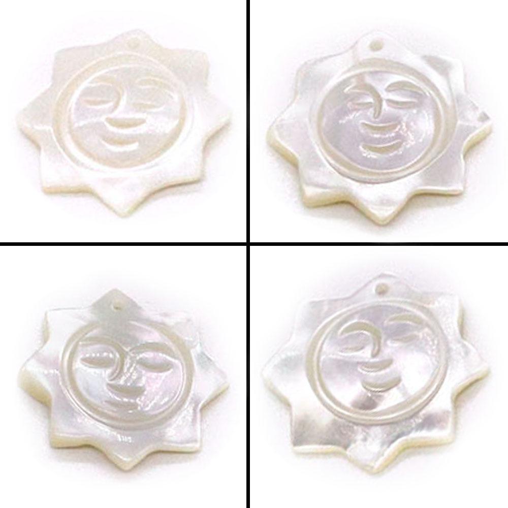 Natural Seawater Shell Sun Face Pendant Necklace Jewelry Accessory