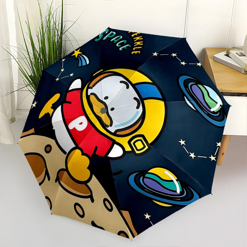 

1pc Ahirunopekkle Space Astronaut Duck Automatic Opening/Closing Umbrella with Foldable Design, Iron Frame Outdoor Umbrella for Fans, Travelers, Daily