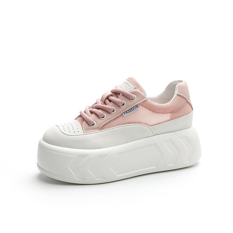 Brot Schuhe Damen Lederoberfläche dicke Sohle Innenhöhe erhöht lässig vielseitig Füße klein Muffin Schuhe kleine weiße Schuhe