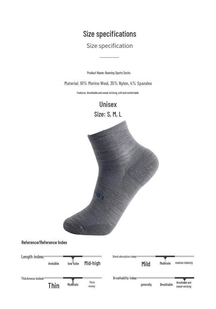 All-Season Merino Wool Breathable Ankle Socks for Hiking, Running, and Mountaineering