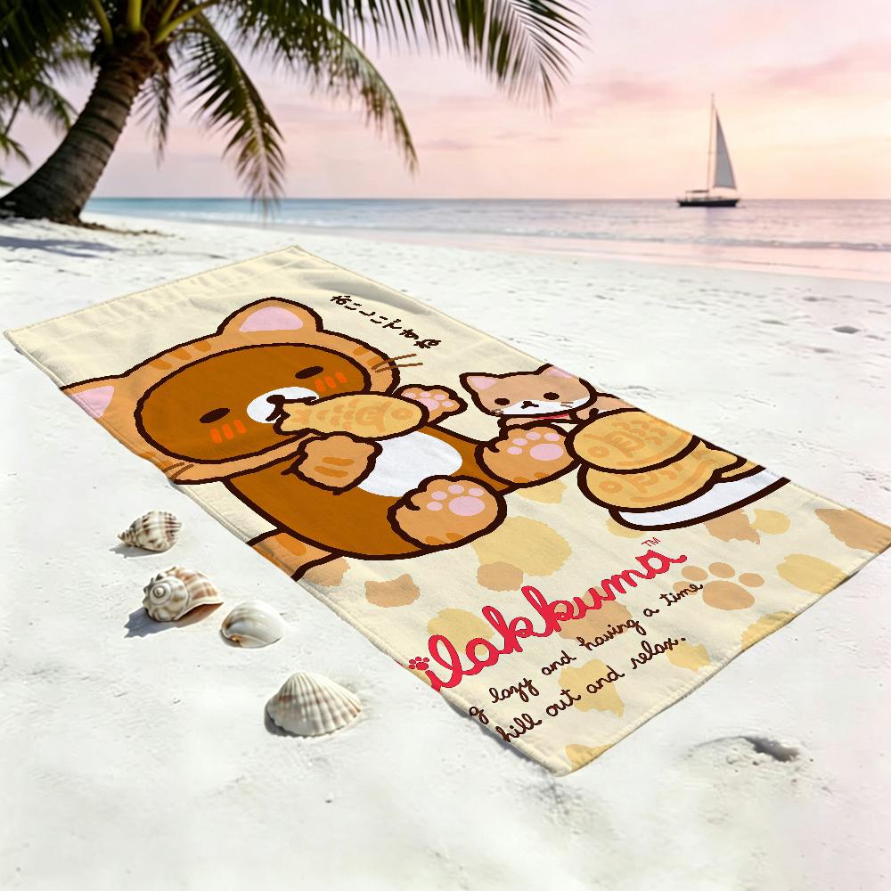 Anime Cute Cartoon R-rilakkuma-a Towel Large Quick-Drying Microfiber Soft Beach Towel for Travel Fitness Sauna Bathing Camping