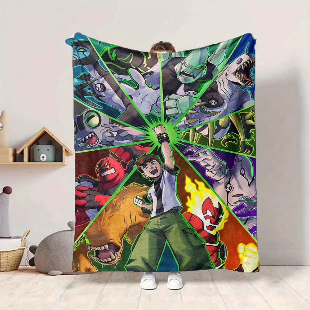 1pc Ben 10 Blanket Lightweight Flannel Throw For Sofa, Bed, Travel, Camping, Livingroom, Office, Couch, Chair, And Bed