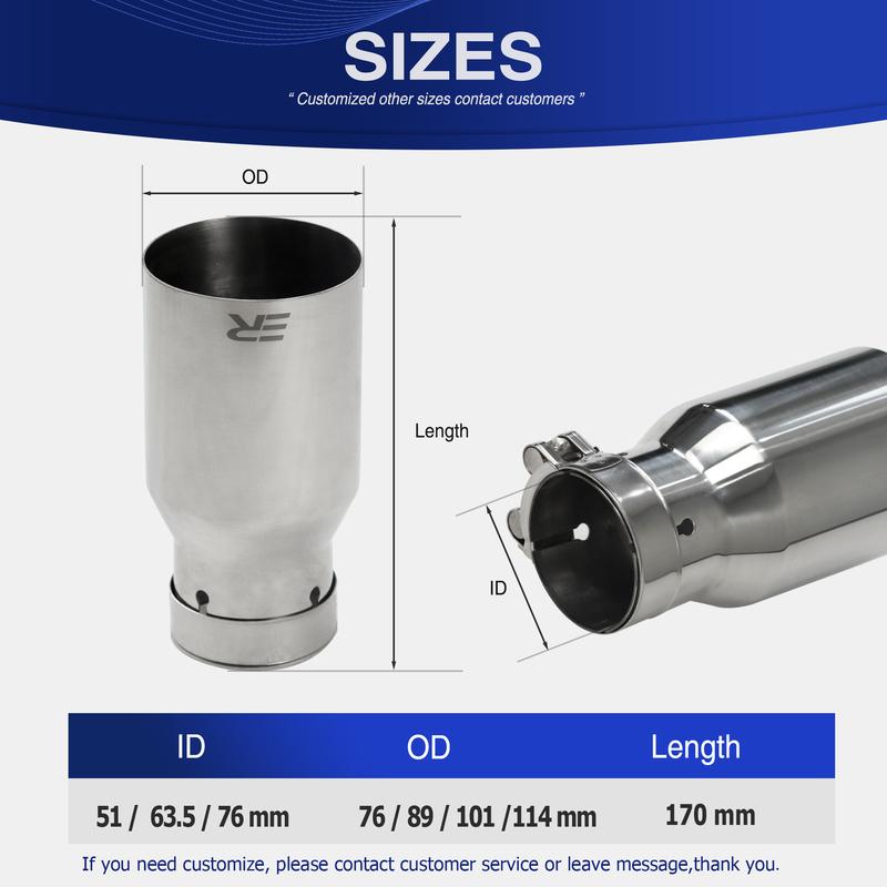 

Exhaust Racing Stainless Steel Universal Exhaust System End pipe Car Muffler tailpipe Single Straight car Exhaust Tips In60-Out 89mm