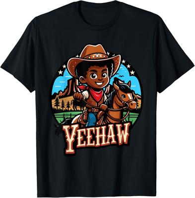 Yeehaw African American Kid Rodeo Cowboy T-Shirt
