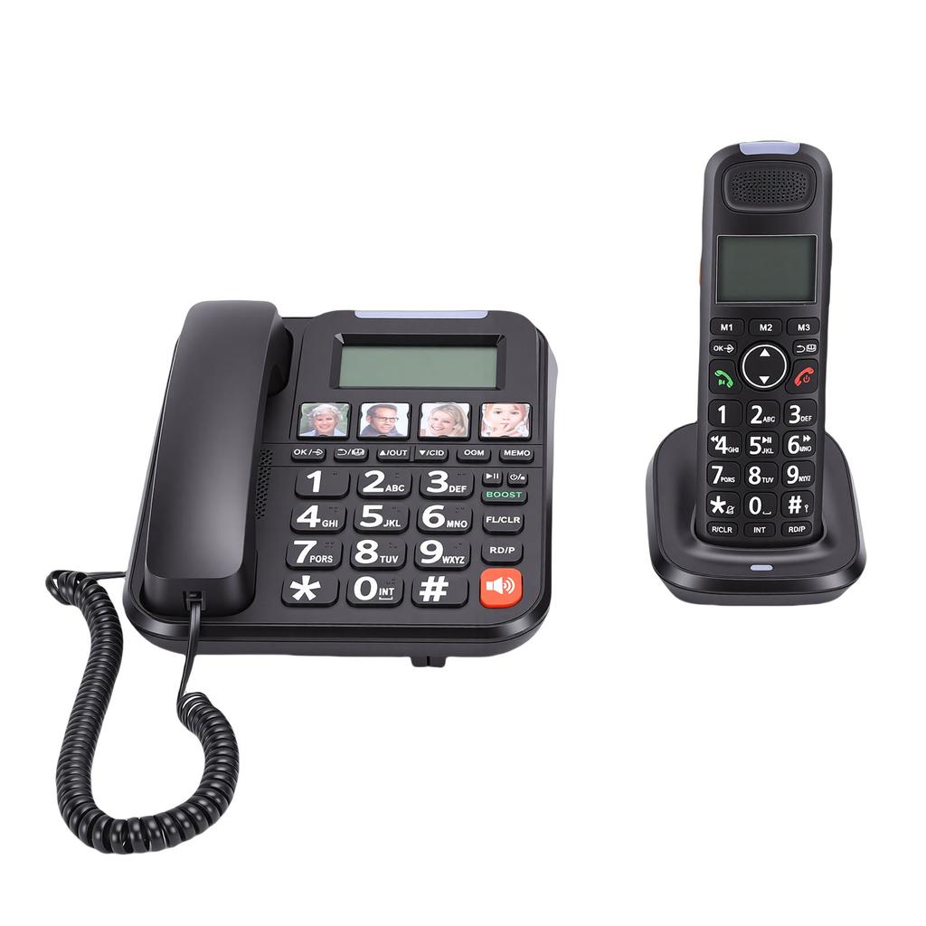 Kabelgebundenes Telefon und Schnurloses Mobilteil Heim-Digitaltelefonsystem Vollduplex Freisprechen Rückrufbeleuchtetes Großes Display