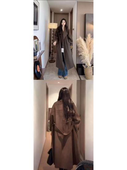 Korean Style Double-Sided Wool Coat for Tall People – Loose, Long, High-Grade Outerwear for Autumn/Winter 2026