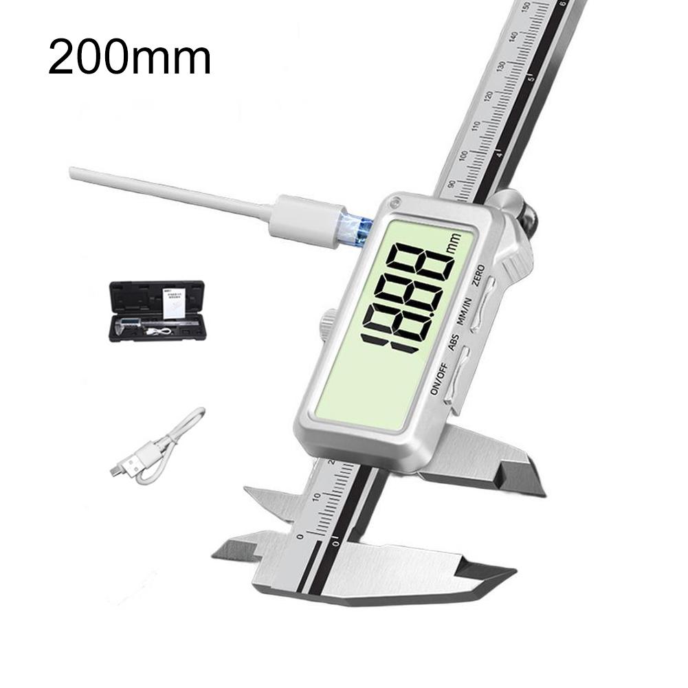 Rechargeable Electronic Digital Display Vernier Caliper (150/200/300mm), Stainless Steel, HD Full-Screen Caliper