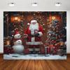 2D Weihnachts-Weihnachtsmann & Schneemann Kulisse Weihnachtsbaum Geschenk Fotografie Hintergrund