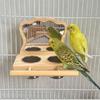 Bird Mirror with Perch Wooden Parrot Perch Feeder Bowls And Mirror Cage Accessories for Budgies Cockatiels Parakeets Canaries