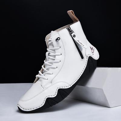 Mode Klassische Herren Handgefertigte Leder Stiefeletten 2025 Mode Reißverschluss Bequeme Kurze Stiefel Outdoor Vielseitige Plateau Herren Sneaker 48