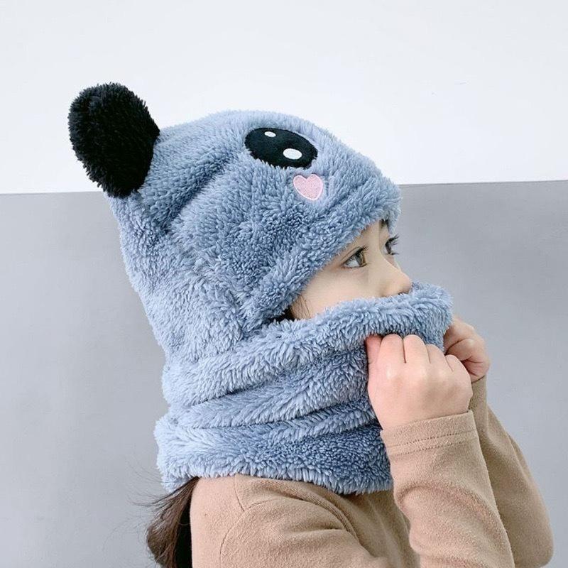 Winter Warm All-in-One Children's Hat and Scarf with Ear and Face Protection for Boys and Girls