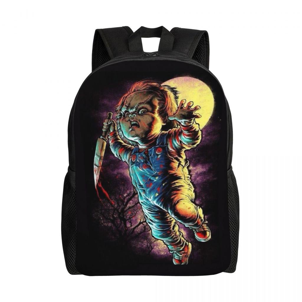 Bride Of Chucky Laptop Rucksack Herren Damen Mode Schultasche für Schüler Studenten Killerpuppe Chucky Taschen
