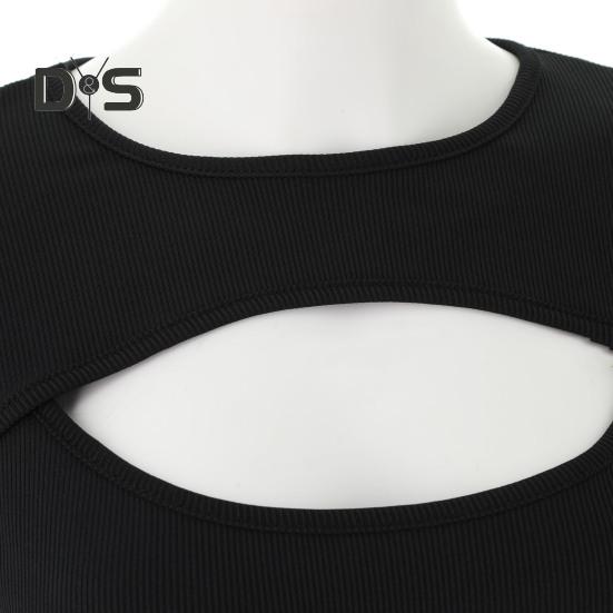 Dámské body Sexy dutý Slim Fit Dlouhé rukávy Kulatý límec Jednobarevné Strečové Prodyšné Měkké Podzimní Dámské Dámské Trikotové Top Dámské Oblečení