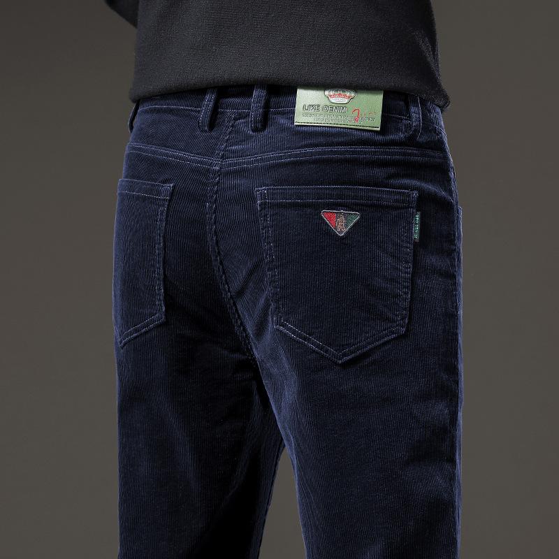 2024 Spring And Autumn Men'S Thick Corduroy Pants With Velvet, Straight Tube Business Outerwear, Velvet Casual Pants