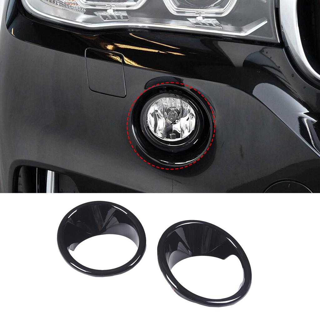 Gloss Black Front Fog Light Lamp Cover Ring Trim for BMW X5 F15 2014-2018