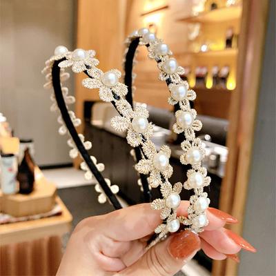 XINGHECHENGWEI Flower Ribbon Headband for Kids, Pearl Hair Ornament for Children, Perfect for Photo Shoots, Graduations, Entrance Ceremonies,