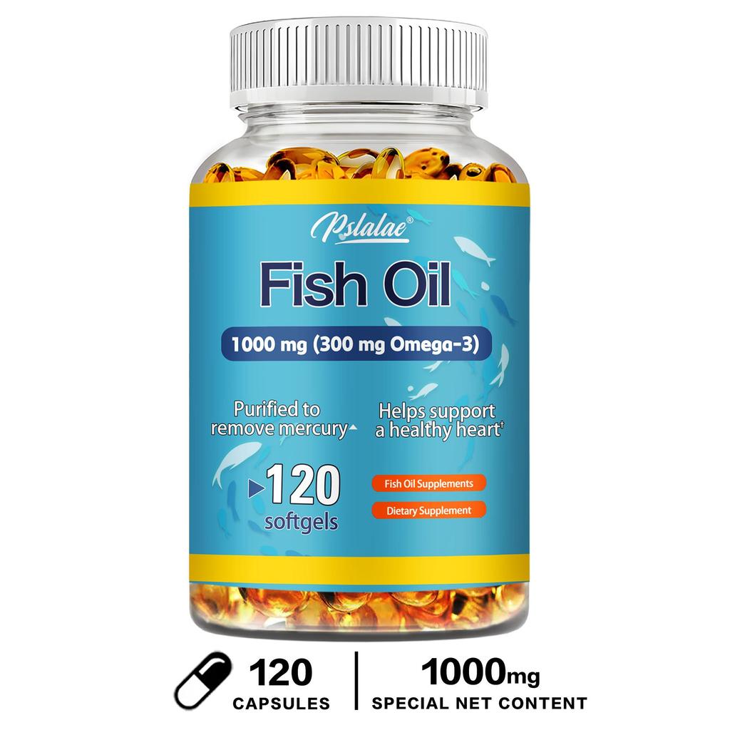 Pslalae - 1000 mg Fish Oil Dietary Supplement Capsules - Heart Health