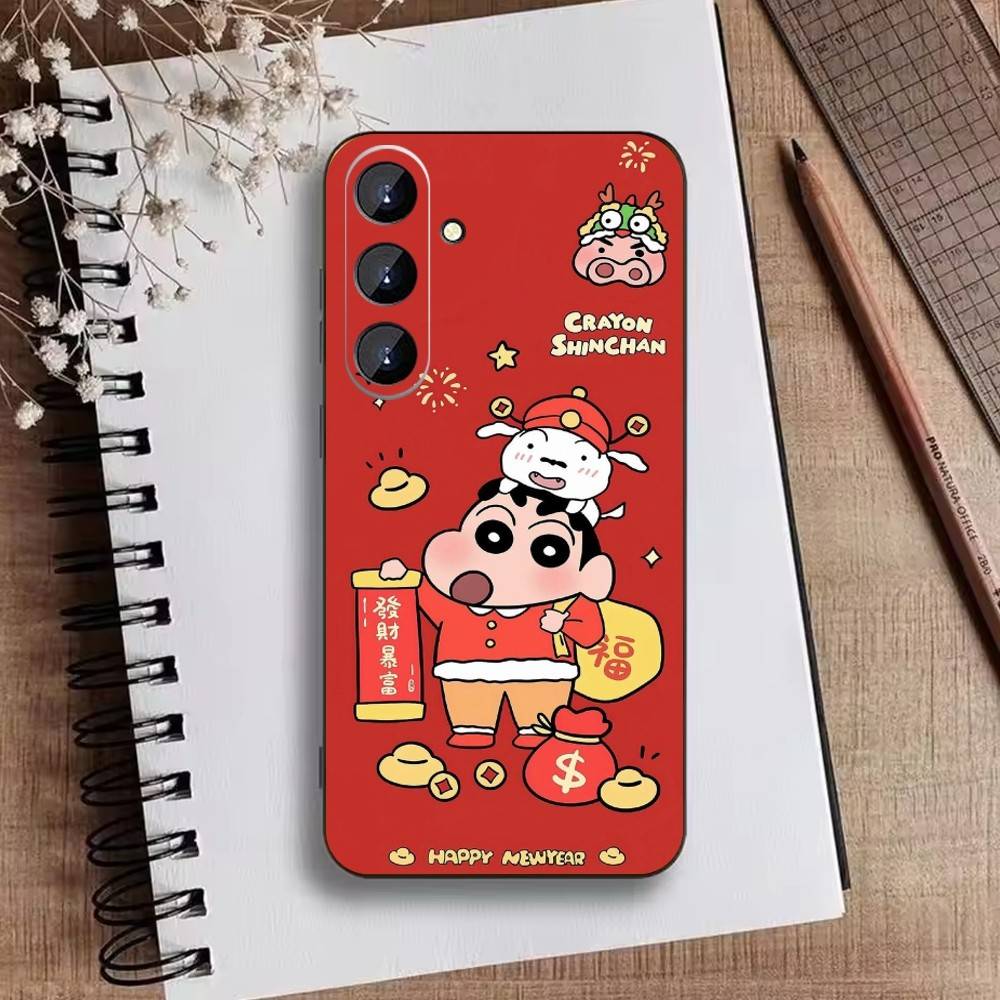 Cartoon N-Crayon Shin-chan Phone Case For Samsung Galaxy A73,A21s,A22,A31,A52,A53,A71,A41Soft Black Shell