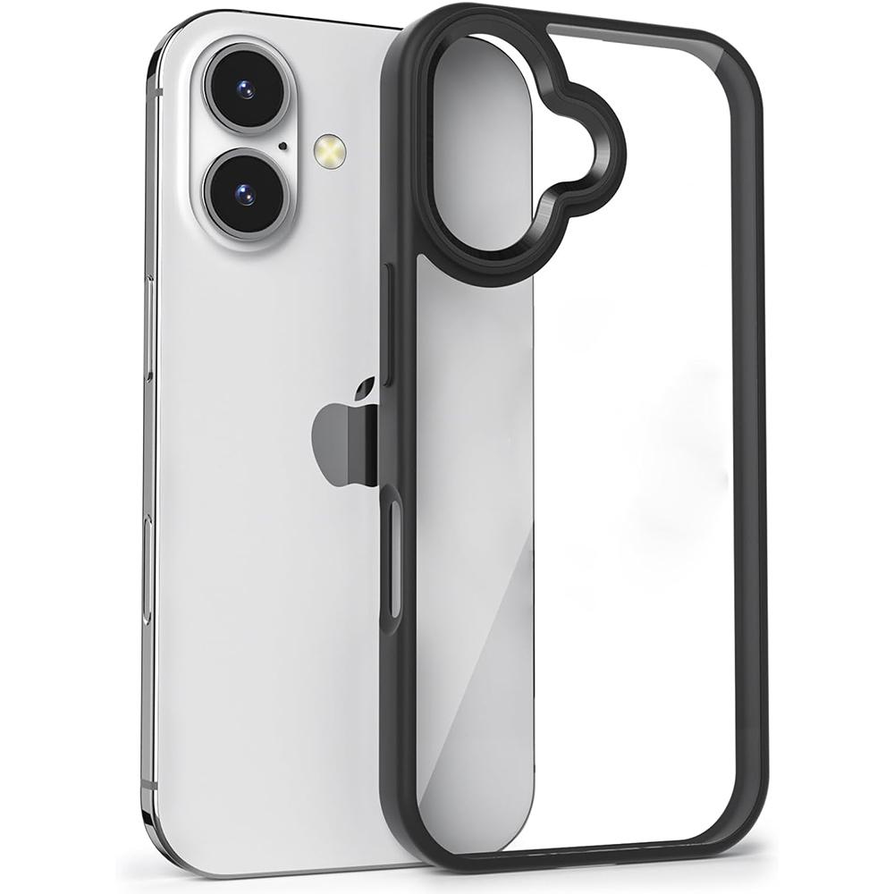 

Прозрачный защитный чехол для iPhone 16E 16 E 15 Pro Max 14 Plus 13 Mini 12 11 iPhone16 16Plus с защитой от желтизны, твердый прозрачный чехол, аксессуары For iPhone 11 чёрный